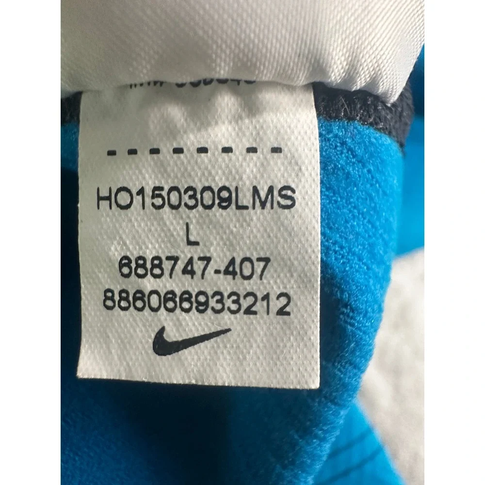 Nike Pro Warm Lite Mock Neck Shirt Mens Large Blue Black Compression Base Layer